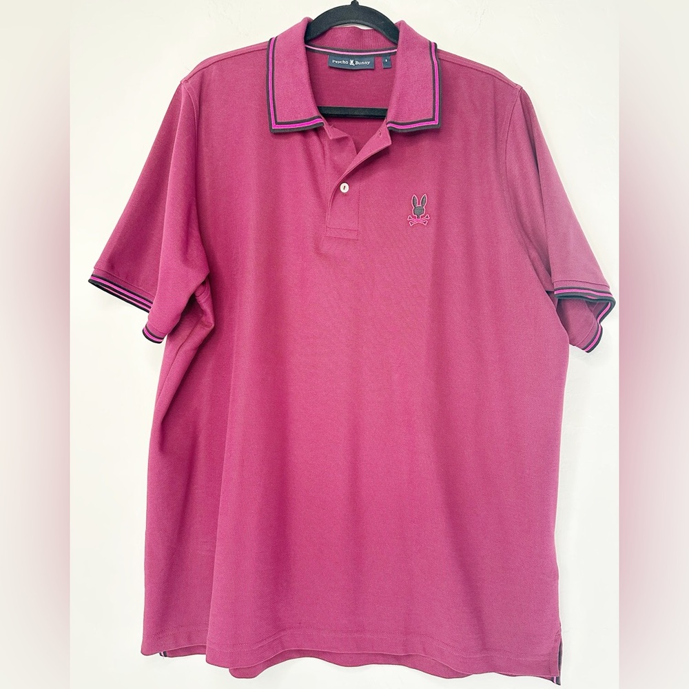 Psycho Bunny Burgundy Pink Pique Polo Shirt size XXL